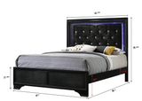 Micah Black Queen LED Upholstered Panel Bed