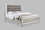 Cristian Champagne Queen LED Upholstered Panel Bed