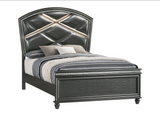 Adira Gray Queen LED Upholstered Panel Bed