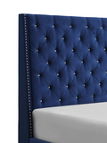Chantilly Blue Velvet Upholstered Queen Bed