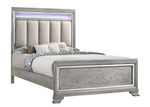 Vail Gray Queen LED Upholstered Panel Bed