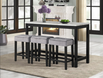 Gloria Grey Pub Table + 3 Chair Set