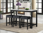 Gloria Black Pub Table + 3 Chair Set