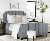 Fiona Upholstered Panel Queen Bed Light Grey