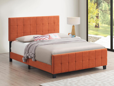 Fairfield Queen Upholstered Panel Bed Orange