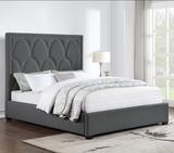 Bowfield Upholstered King Bed with Nailhead Trim Charcoal