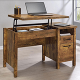 Delwin Lift Top Office Desk with File Cabinet Antique Nutmeg