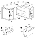 Yvette L-shape Office Desk Cappuccino