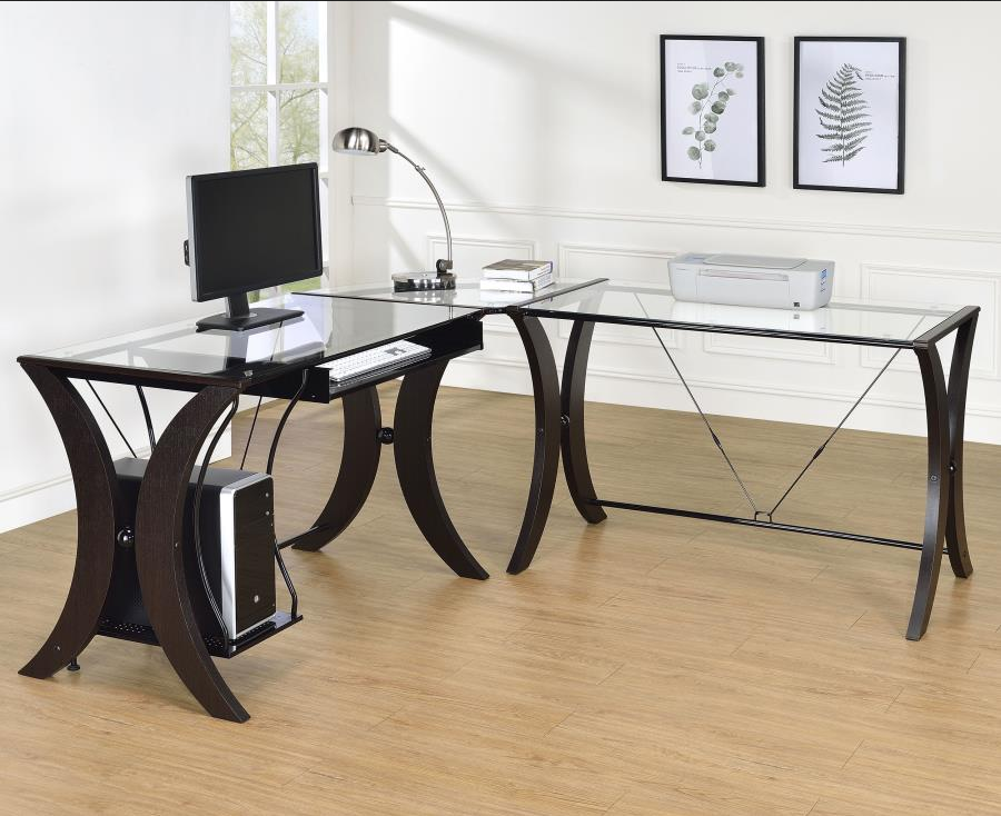 Keizer 3-piece L-shape Office Desk Set Black and Silver