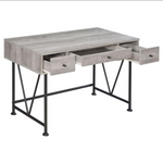 Analiese 3-drawer Writing Desk Grey Driftwood and Black