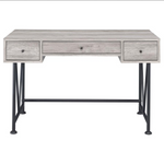 Analiese 3-drawer Writing Desk Grey Driftwood and Black