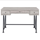 Analiese 3-drawer Writing Desk Grey Driftwood and Black