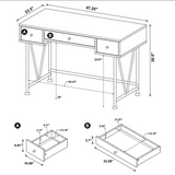 Analiese 3-drawer Writing Desk Grey Driftwood and Black