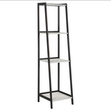 Pinckard 4-shelf Ladder Bookcase Grey Stone Herringbone and Black
