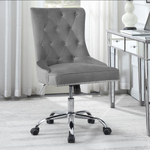 Tufted Back Office Chair Grey and Chrome