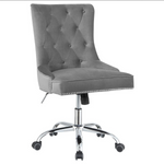 Tufted Back Office Chair Grey and Chrome