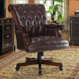 Tufted Adjustable Height Office Chair Dark Brown