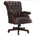 Tufted Adjustable Height Office Chair Dark Brown