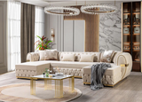 Jester Ivory Velvet Double Chaise Sectional