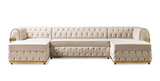 Jester Ivory Velvet Double Chaise Sectional