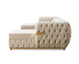 Jester Ivory Velvet Double Chaise Sectional