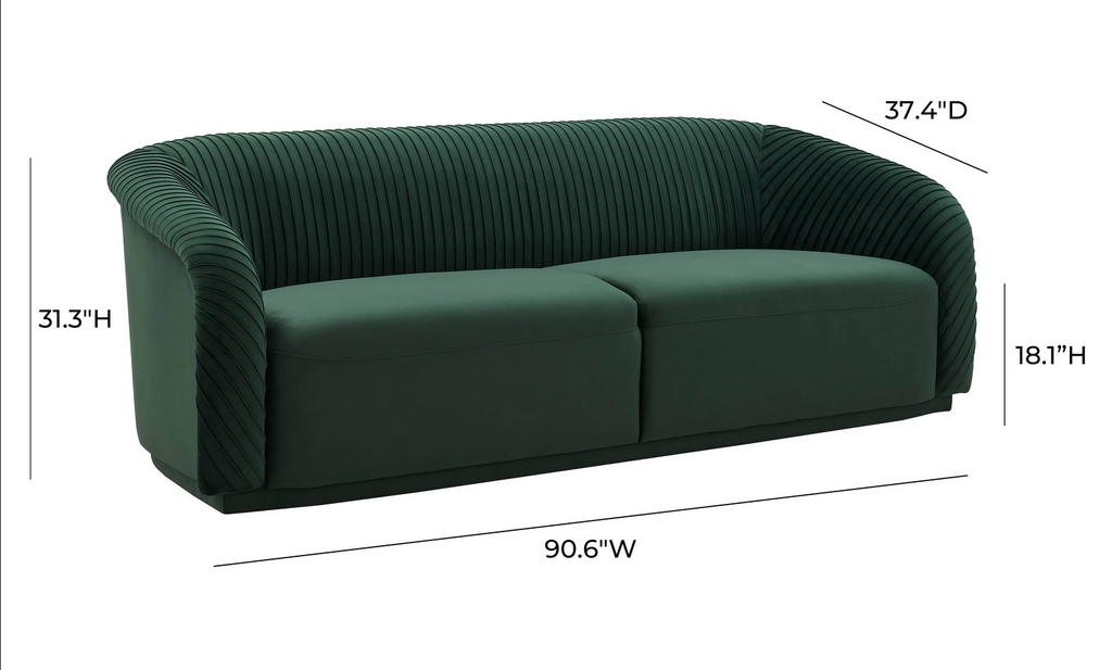Yara Pleated Grey Velvet Sofa Olivia Furniture