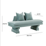 Hyde Frost Blue Velvet Pedestal Sofa