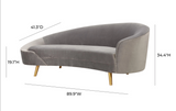 Cleopatra Grey Velvet Sofa