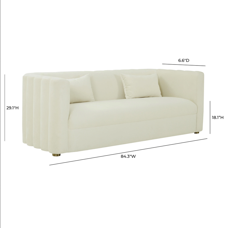 Callie Cream Velvet Sofa - Olivia Furniture