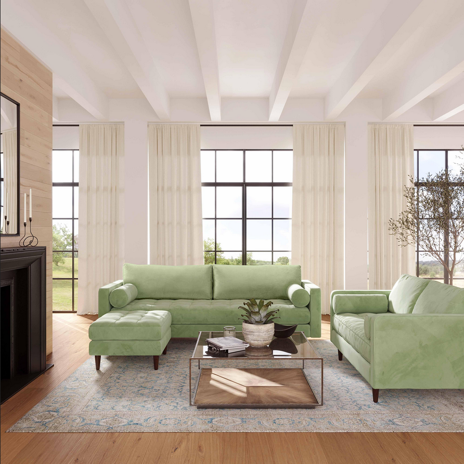 TOV Furniture Cave Sage Green Velvet Loveseat