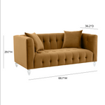 Bea Cognac Velvet Loveseat