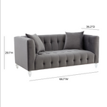 Bea Grey Velvet Loveseat