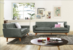 Lyon Smoke Grey Leather Loveseat