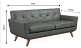 Lyon Smoke Grey Leather Loveseat