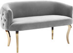 Adina Grey Velvet Loveseat with Gold Legs