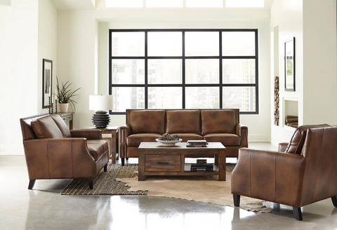Leaton Recessed Arms Brown Living Room Set