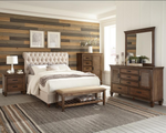 Devon Upholstered Bedroom Set Beige and Burnished Oak