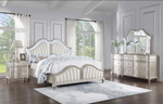 Evangeline Upholstered Platform Bedroom Set Ivory and Silver Oak