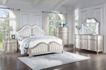 Evangeline Upholstered Platform Bedroom Set Ivory and Silver Oak