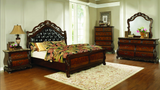 Exeter Tufted Upholstered Sleigh Bedroom Set Dark Burl