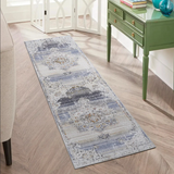 Payas Cream Blue Runner Rug Size 2'2'' x 8'