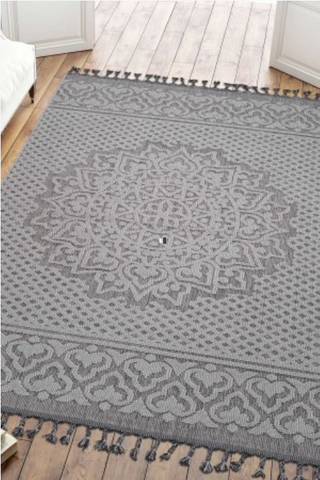 Guros Stylish and Stain Resistant Gray/White 6'7'' x 9'