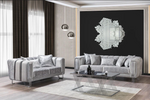 Olivia Jasmine Silver Velvet Sofa & Loveseat