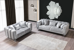 Olivia Jasmine Silver Velvet Sofa & Loveseat