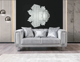 Olivia Jasmine Silver Velvet Sofa & Loveseat