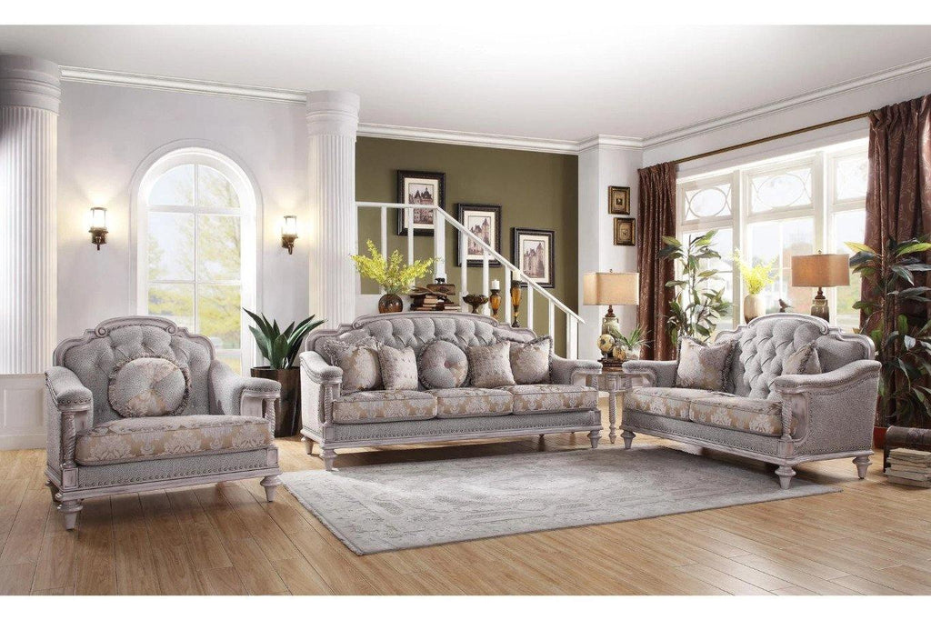 Amancio Antique White Living Room Set