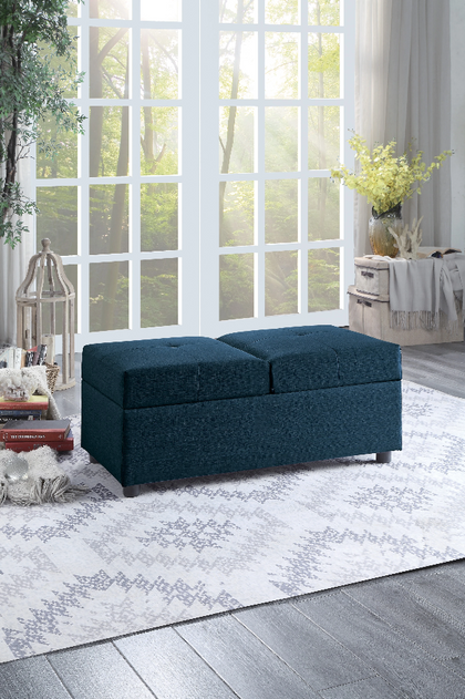 Denby Blue Storage Ottoman Chair - Olivia Furniture