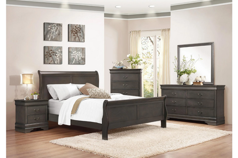GREAT DEAL Louis Philip Stained Gray Sleigh Bedroom Set - Olivia Furniture