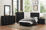 Lorenzi Black Vinyl Platform Bedroom Set - Olivia Furniture