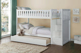 Galen White Twin/Twin Reversible Step Storage Bunk Bed | B2053 - Olivia Furniture